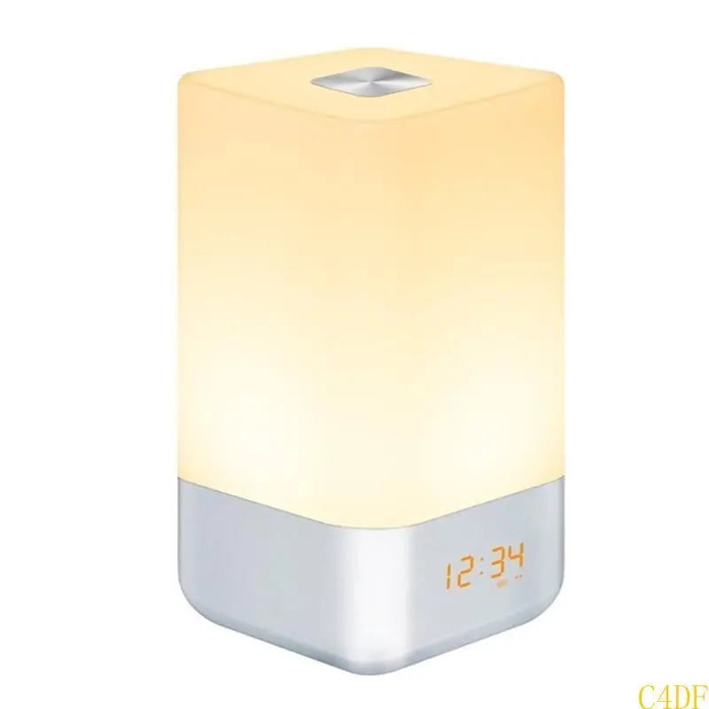 C4DF Wake Up Light Alarm Clock Bedsides Lamp With Sunrising Sunset Simulation For Natural Awake Bedsides Table Lamp