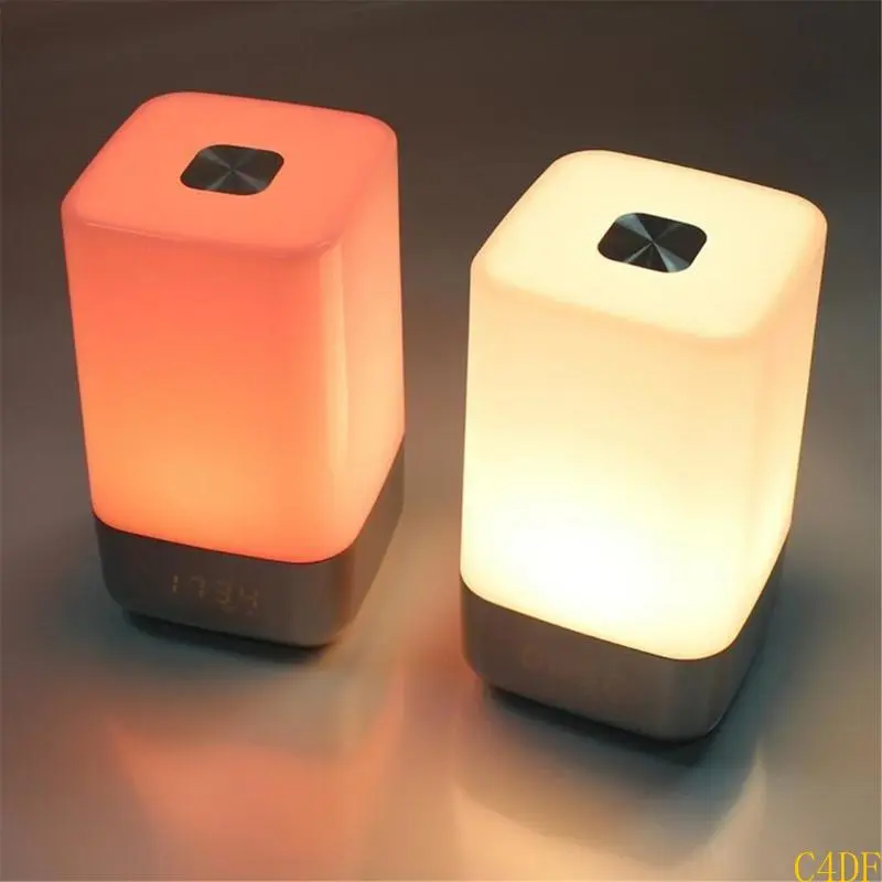 C4DF Wake Up Light Alarm Clock Bedsides Lamp With Sunrising Sunset Simulation For Natural Awake Bedsides Table Lamp