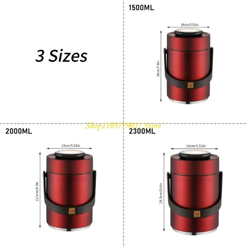 C4DF Insulated Nonrust Steel Food Jar With 3 Layer Compartments Leak proof Portable Lunch Container Hot Cold Meals