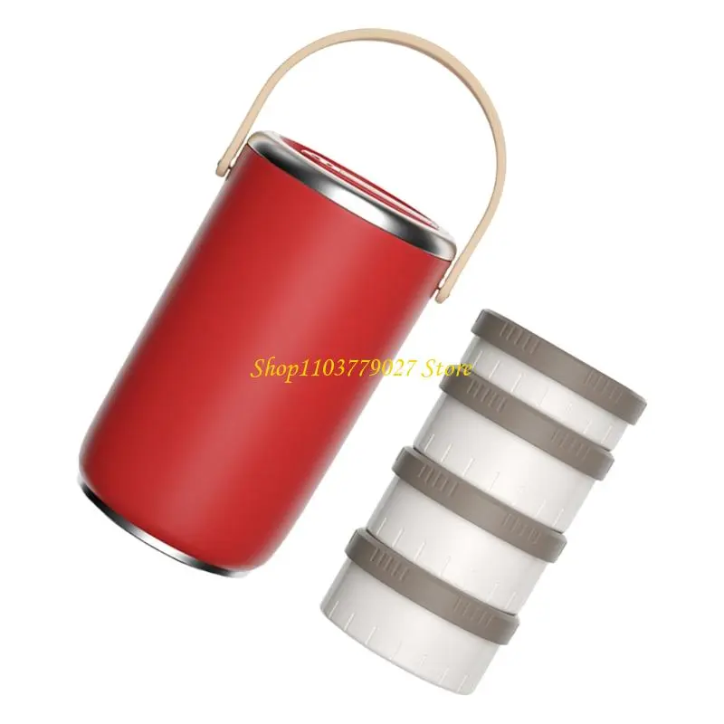 C4DF Bentos Lunch Box with Handle Large Capacity Stainless Steel Insulated Container with Stackable Compartment