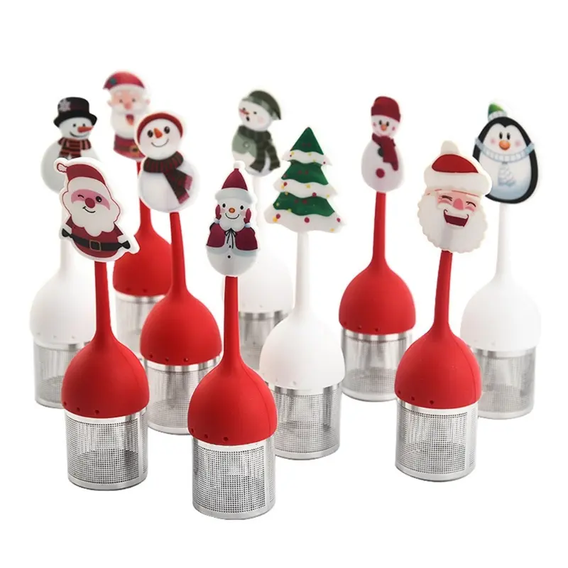 Y1UB Christmas Series Tea Strainers Silicone Tea Leak Related Teapot Tea Set Filter Silicone Tea Filters Tea Strainer Tea Set