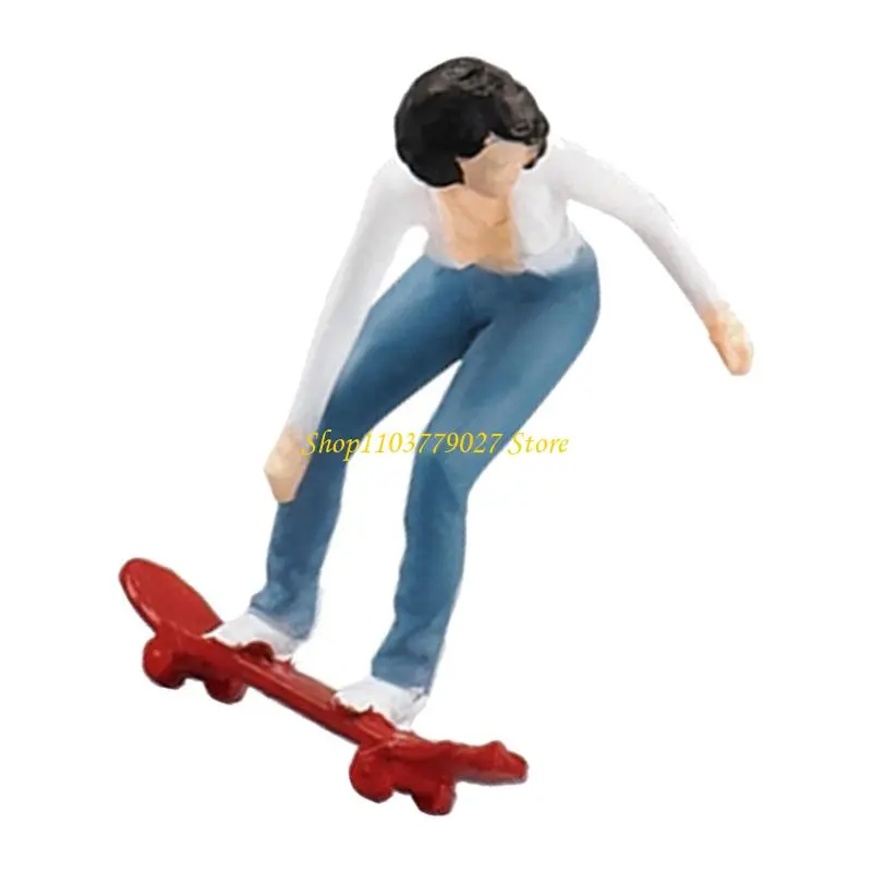 C4DF Miniature Skateboarding Figure Handpainted Detail for Creative Scene Building