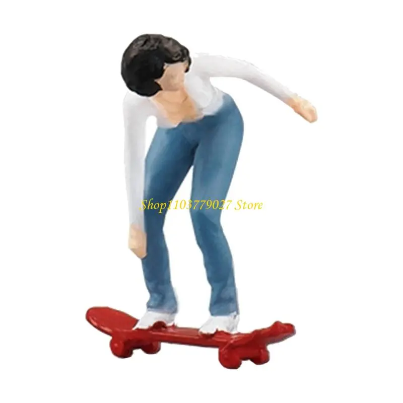 C4DF Miniature Skateboarding Figure Handpainted Detail for Creative Scene Building