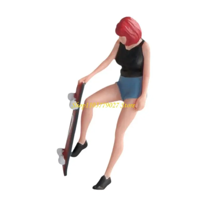 C4DF Miniature Skateboarding Figure Handpainted Detail for Creative Scene Building