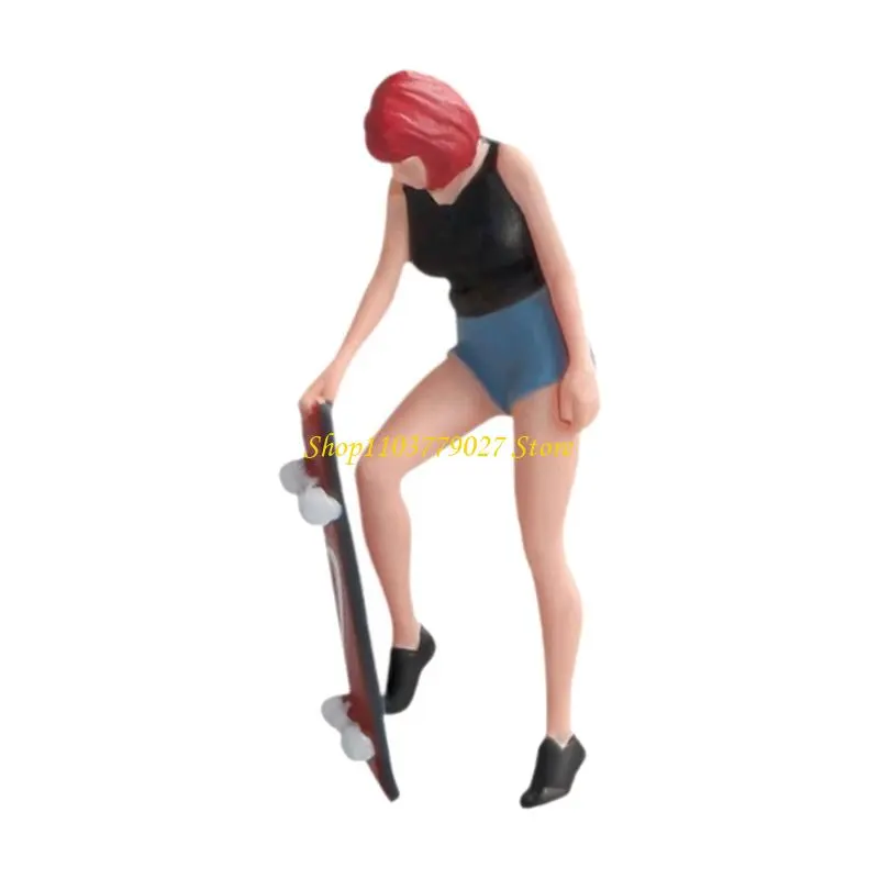 C4DF Miniature Skateboarding Figure Handpainted Detail for Creative Scene Building