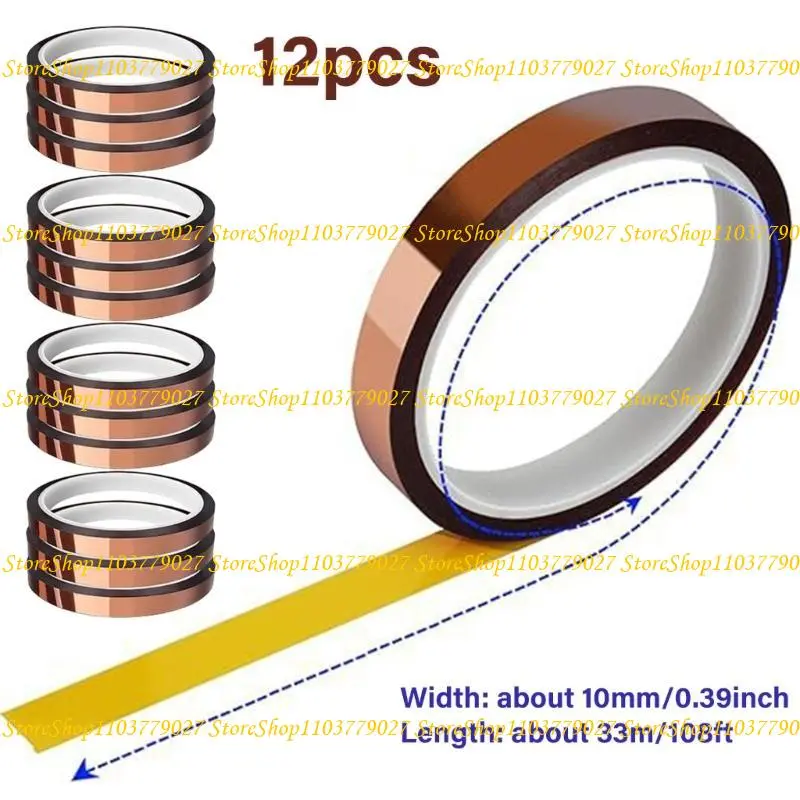 C4DF 12 Rolls No Residues Heat Tape for Sublimation High Temp Heat Resistant Tape