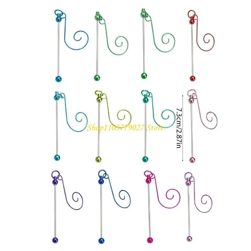 C4DF Set Of 5 Beadable Hangers Set for Creative Christmas Crafts Metal Hanging Hook