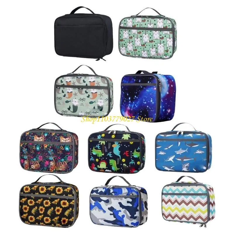 C4DF Oxford Fabric Square Lunch Box for Kids and Adults Outdoor Camping Bentos Bag