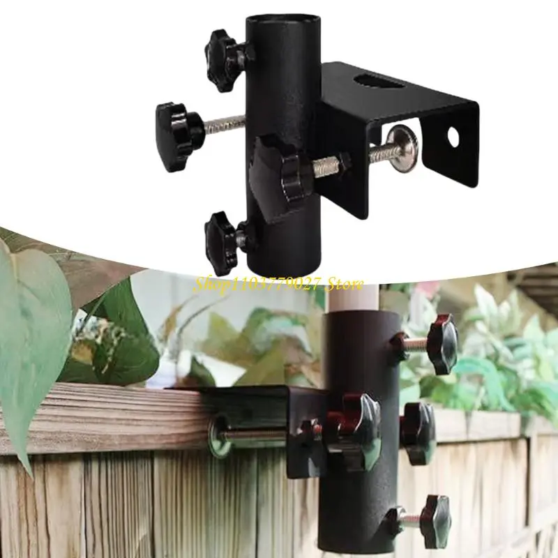 C4DF Iron Umbrella Mount Parasol Holder For Balcony Railings Outdoor Cafe Garden Use