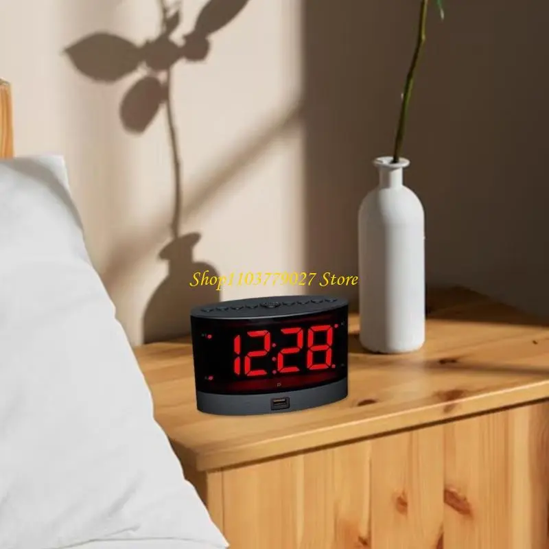 C4DF Loud LED Alarm Clock for Heavy Sleepers Wireless Bed Shaker with 2 Alarms