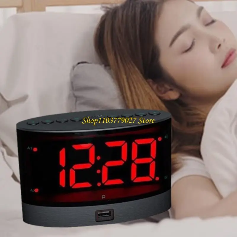 C4DF Loud LED Alarm Clock for Heavy Sleepers Wireless Bed Shaker with 2 Alarms