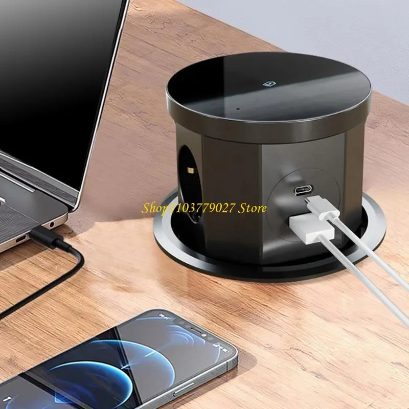 C4DF Lifting Socket Power Outlet Cordless Desk USB Charging Countertops Socket