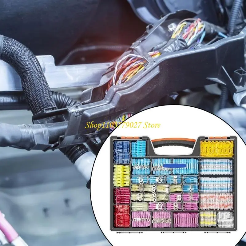 C4DF Multipurpose 1500pcs Heat Shrink Spades Terminals with Box for Stable Connection