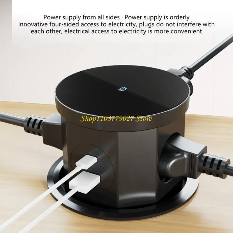 C4DF Lifting Socket Power Outlet Cordless Desk USB Charging Countertops Socket