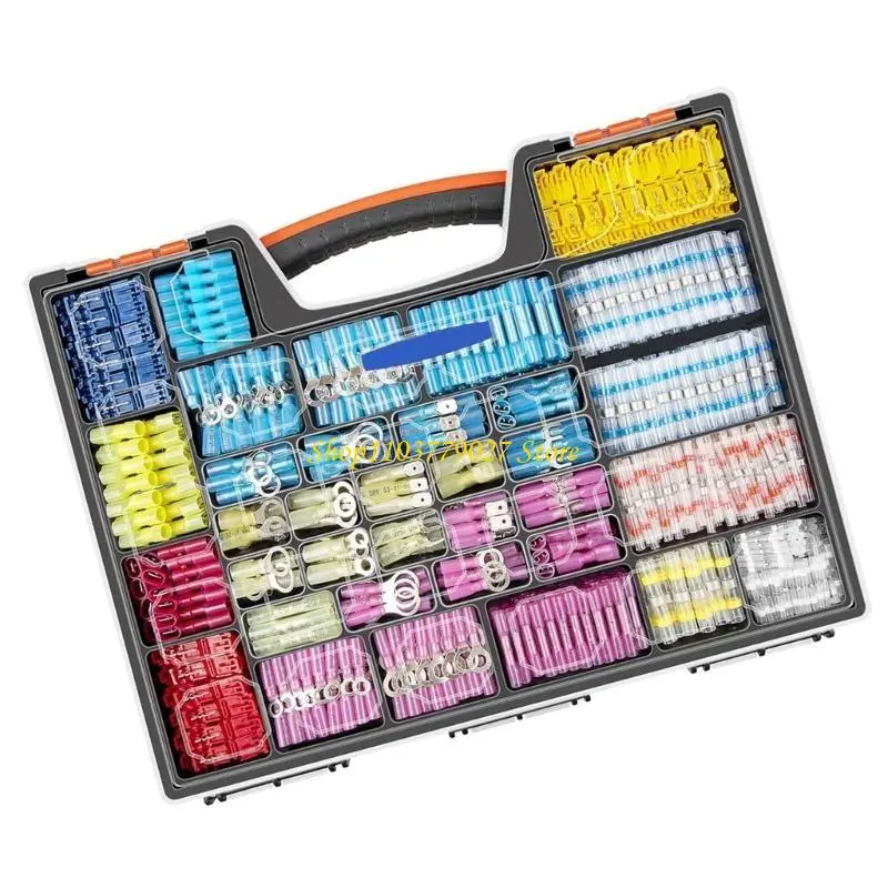 C4DF Multipurpose 1500pcs Heat Shrink Spades Terminals with Box for Stable Connection