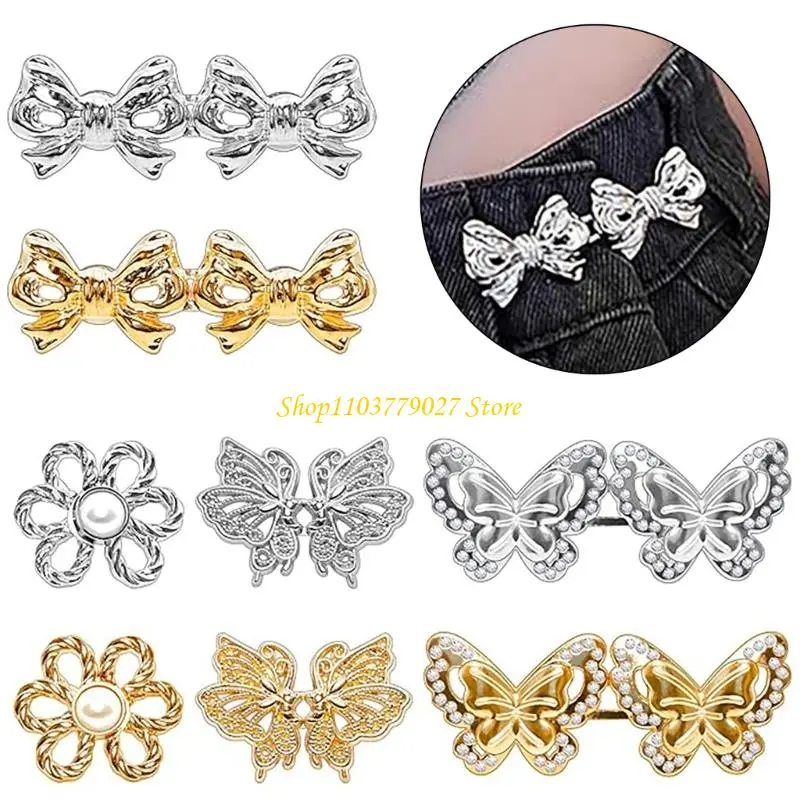 C4DF 8Pcs Waist Button Tighteners No Sewing Waistbands Tighteners Adjustable Pants Waist Button Tighteners for Jeans Trousers