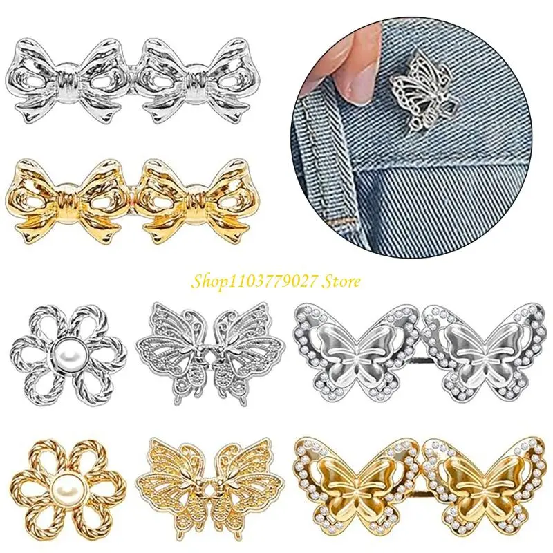 C4DF 8Pcs Waist Button Tighteners No Sewing Waistbands Tighteners Adjustable Pants Waist Button Tighteners for Jeans Trousers