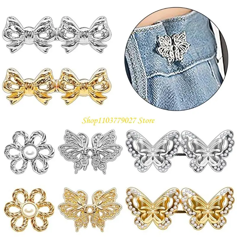 C4DF 8Pcs Waist Button Tighteners No Sewing Waistbands Tighteners Adjustable Pants Waist Button Tighteners for Jeans Trousers