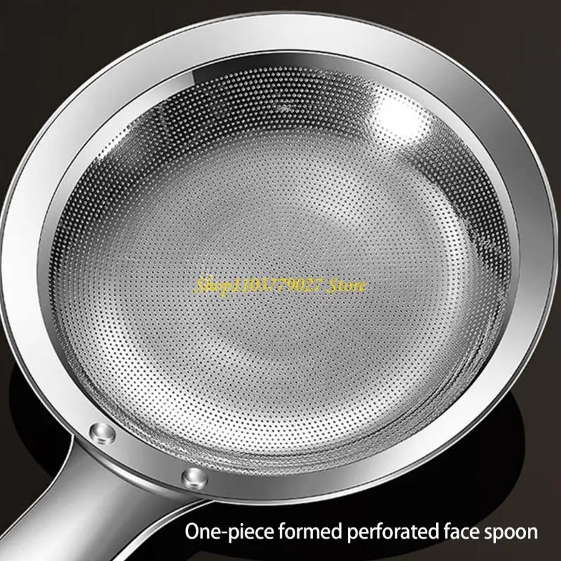 C4DF 2pcs Stainless Steel Fine Mesh Skimming Spoon Heat Resistant Grease Strainer For Cooking Baking and Liquid Separation