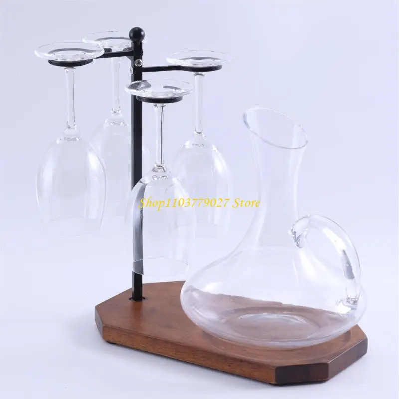 C4DF Wine Glass Storage Solution Wine Glass Rack With Decanter Tray Desktop Goblet Drying Rack for Home Kitchen Restaurant