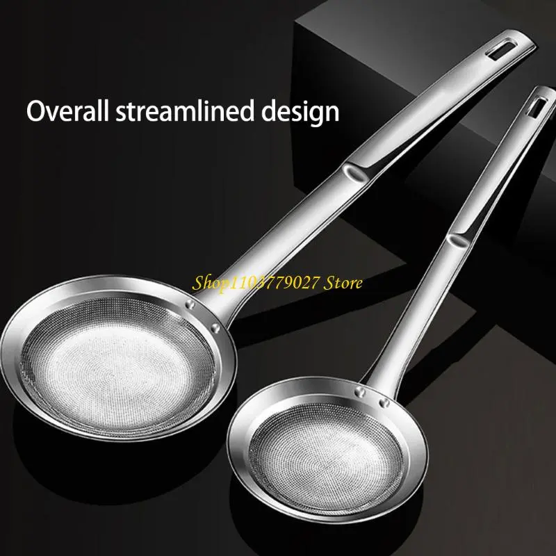 C4DF 2pcs Stainless Steel Fine Mesh Skimming Spoon Heat Resistant Grease Strainer For Cooking Baking and Liquid Separation