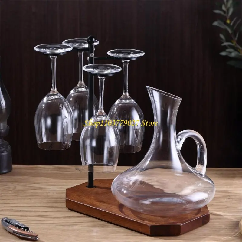 C4DF Wine Glass Storage Solution Wine Glass Rack With Decanter Tray Desktop Goblet Drying Rack for Home Kitchen Restaurant