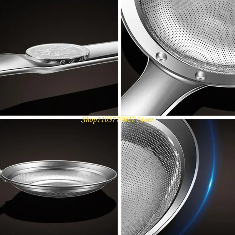 C4DF 2pcs Stainless Steel Fine Mesh Skimming Spoon Heat Resistant Grease Strainer For Cooking Baking and Liquid Separation