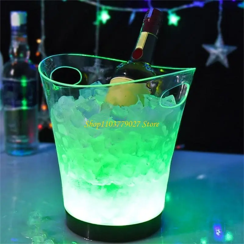 C4DF Large 5L LED Ice Buckets Light Ice Buckets Bin for Wine and Beer Coolers