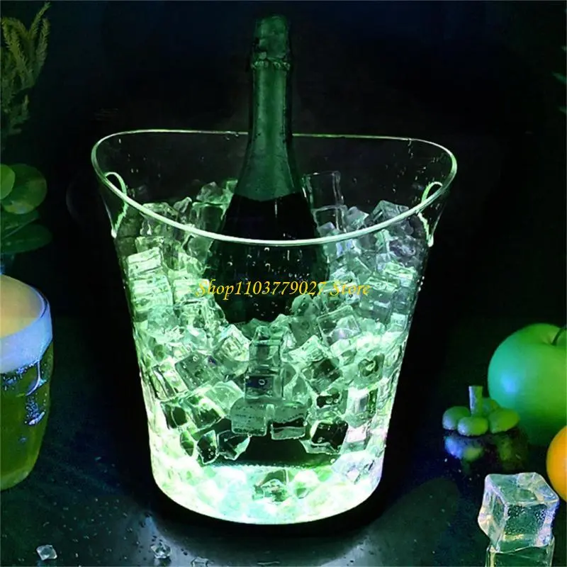 C4DF Large 5L LED Ice Buckets Light Ice Buckets Bin for Wine and Beer Coolers