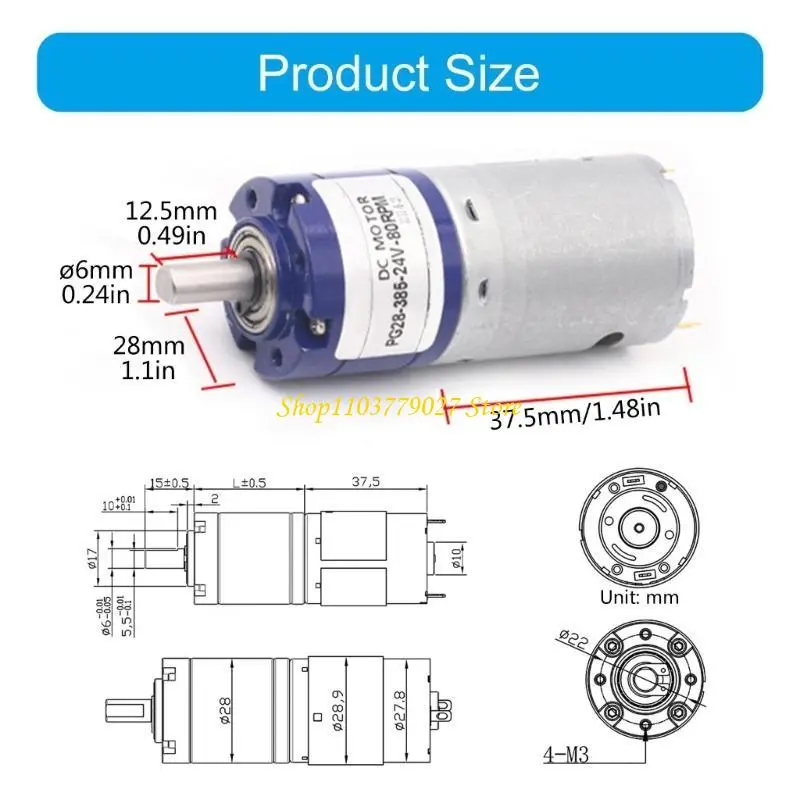 C4DF 24V Planetary Gear Motor 52RPM Adjustable Speed Planetary Gear Boxes Motor set for Intelligent Appliances & Robotics