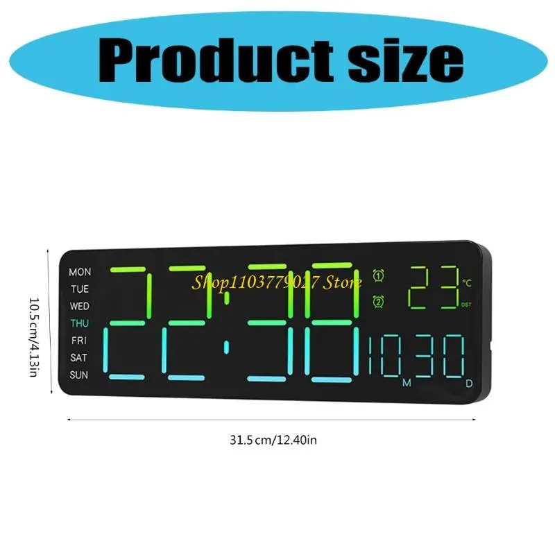 C4DF Customizable Wall Clock With Date Temperature Display Nightlight Timers Function