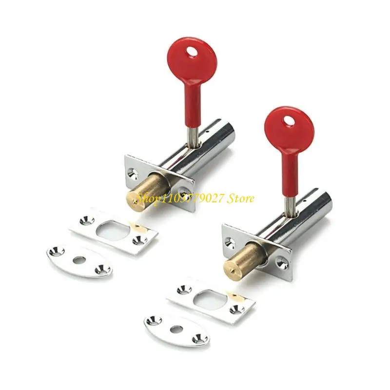 C4DF 2Pcs Tube Well Lock Mortice Door Bolts with Star Key Pipe Tube Well Invisible Lock for Hotel Factory Fireproof Door