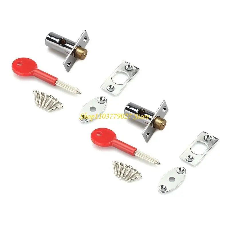 C4DF 2Pcs Tube Well Lock Mortice Door Bolts with Star Key Pipe Tube Well Invisible Lock for Hotel Factory Fireproof Door