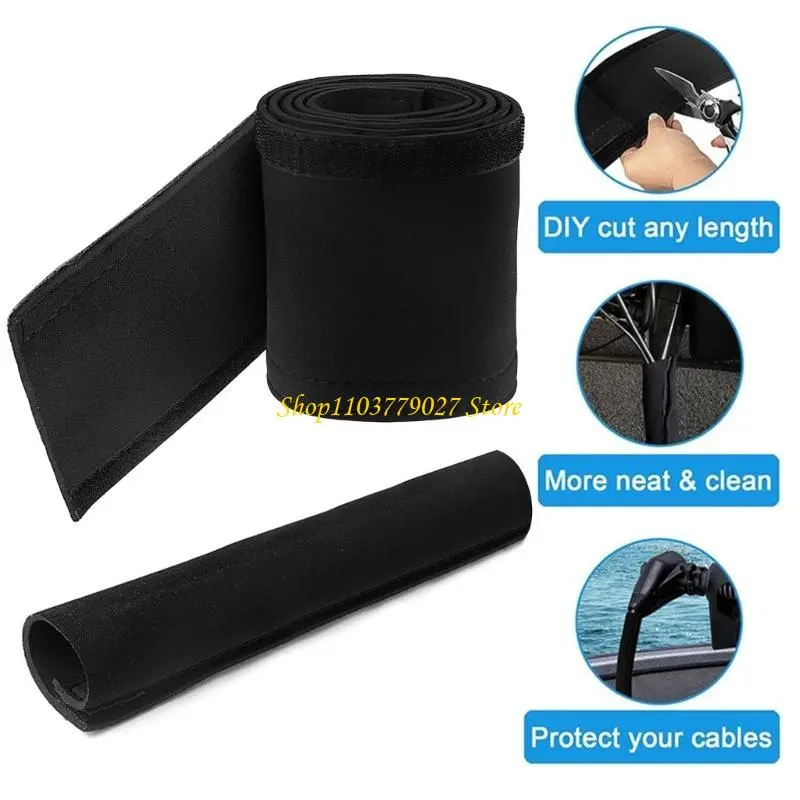 C4DF Practical Neoprene Trolling Motor Cable Sleeve 60Inch for Wire Managements and Protective in Marine Environment