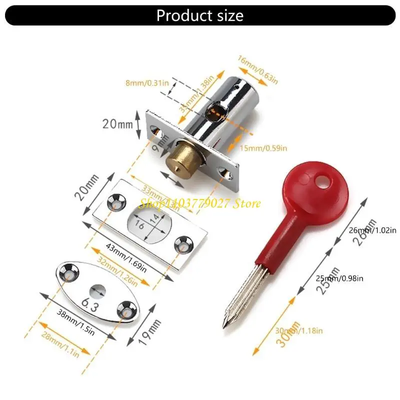 C4DF 2Pcs Tube Well Lock Mortice Door Bolts with Star Key Pipe Tube Well Invisible Lock for Hotel Factory Fireproof Door