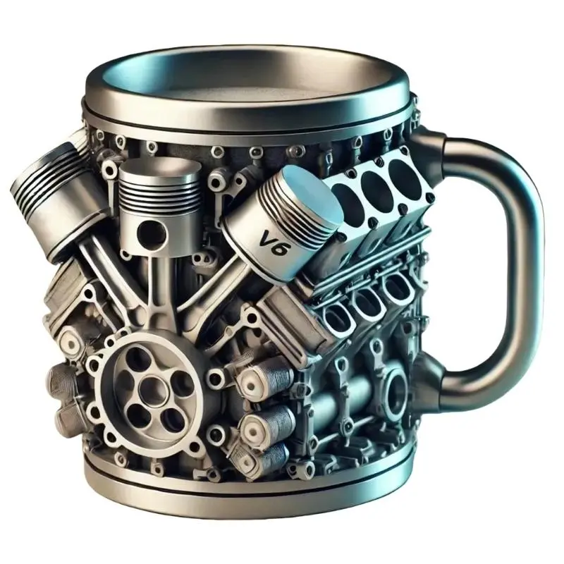 C4DF Double Walled Insulated Resin Mug Stainless Steel Interior Engine Coffee Cup