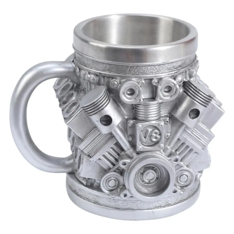 C4DF Double Walled Insulated Resin Mug Stainless Steel Interior Engine Coffee Cup