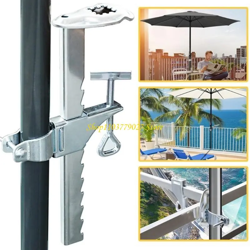 C4DF Balcony Umbrella Stand with Metal Clamp Fit Umbrellas Up to 1.5 Inches for Courtyards