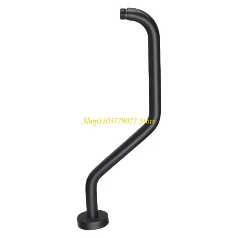 C4DF Multipurpose Wall Mounted Shower Arm Matte Black Finish Accessory for Fixed and Handheld Showerheads with Flanges