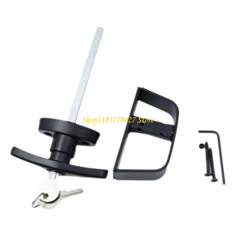 C4DF Heavy Duty Black Handle Lock & Keys Shed Security Lock Longer Stem Handle Lock