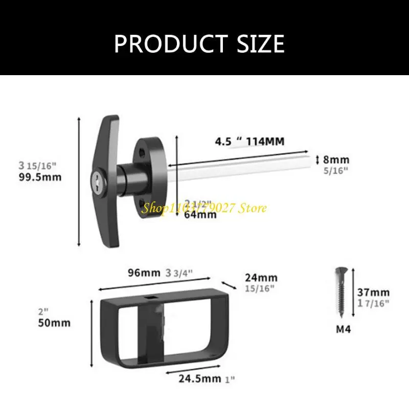 C4DF Heavy Duty Black Handle Lock & Keys Shed Security Lock Longer Stem Handle Lock