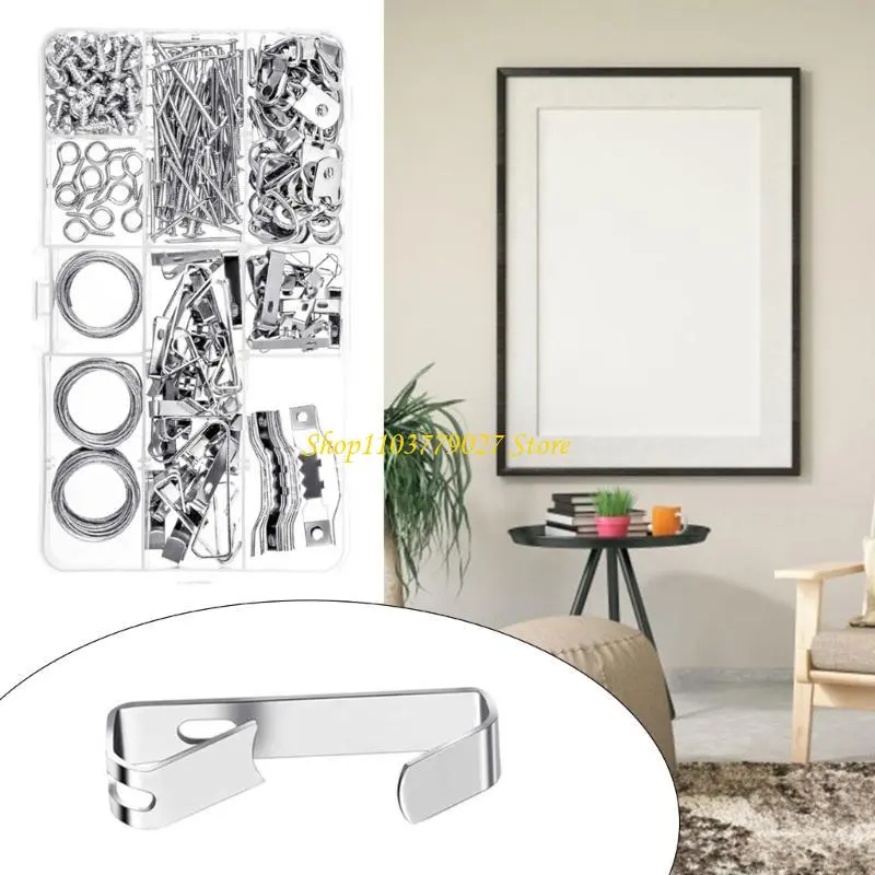 C4DF 246Pcs Heavy Duty Picture Hanging Hook Hardware with Nails Metal Picture Hanger