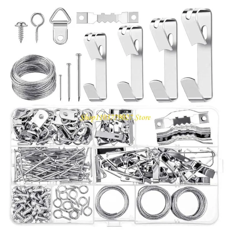 C4DF 246Pcs Heavy Duty Picture Hanging Hook Hardware with Nails Metal Picture Hanger