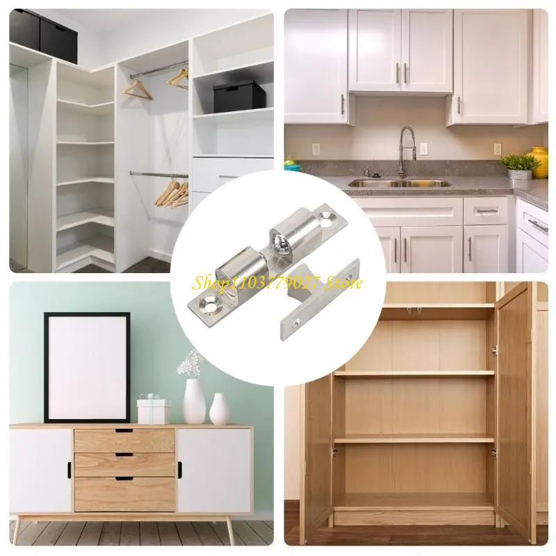 C4DF Adjustable Solid Brass Double Beads Tensioner Latches Accessory for Cabinet and Furniture Door Daily Use