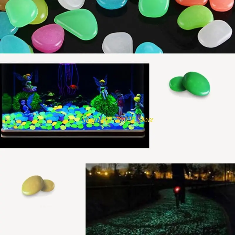 C4DF Garden Stone Pack of 100 Vase Filler Pebbles for Pathway Flower Beds and DIY Crafts Glowing in Dark