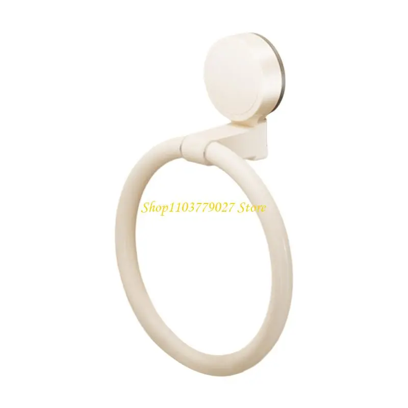 C4DF Space Saving Suction Cup Towel Rings Bathroom Kitchen Wall Mount Organizers No Drilling Modern Design Towel Rack