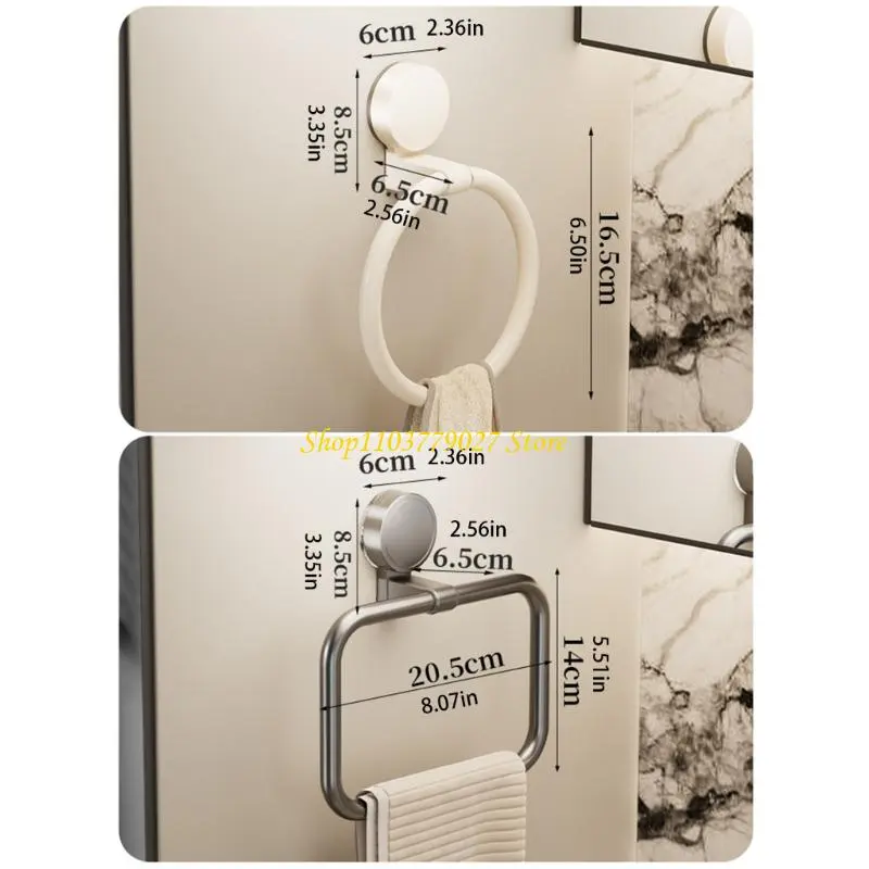 C4DF Space Saving Suction Cup Towel Rings Bathroom Kitchen Wall Mount Organizers No Drilling Modern Design Towel Rack
