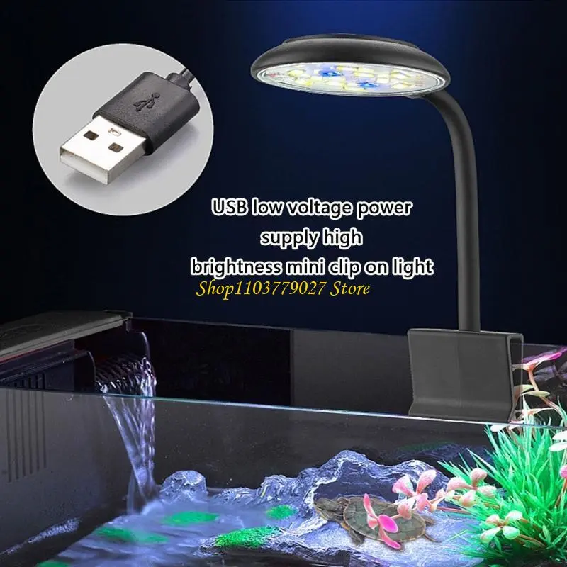 C4DF Clip On Aquariums Light Full Spectrum LED Lighting Adjusting Brightness for Corals Marine Fishtanks Landscape Light