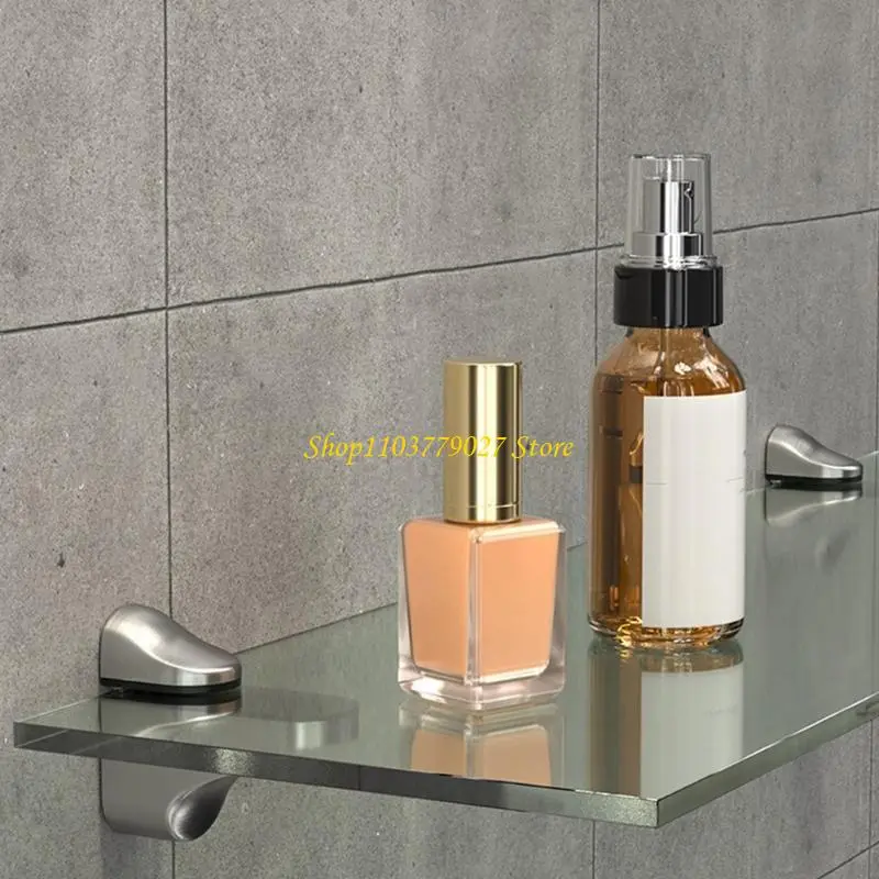 C4DF Modern Glass Shelf Holder Adjustable Wall Bracket Glass Shelving Brackets for Display in Shower Room Kitchen Office