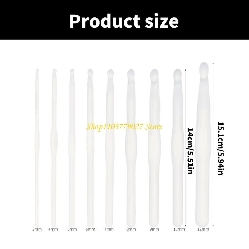 C4DF 9Pieces 3-10mm 12mm AcrylicsCrochet Hook for Knitting Crocheting Ergonomic Crochet Hook for Beginner Adult Crafting